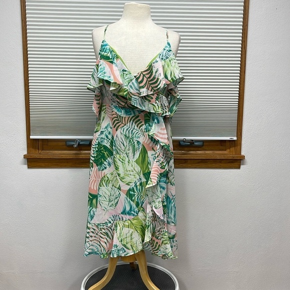 Adyson Parker NWT Spring Palms Spaghetti Strap Off Shoulder Flutter Dress - Picture 1 of 10